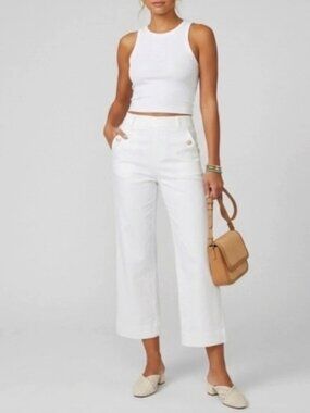 Spanx | Stretch Twill Cropped Wide Leg Pants in White | Size Medium
